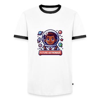 TENDANCE FUTURE ASTRONAUTE - T-shirt contrasté Homme - blanc/noir - Devant - AI Model Female 172 light (172cm) & AI Model Male 178 dark (178cm)