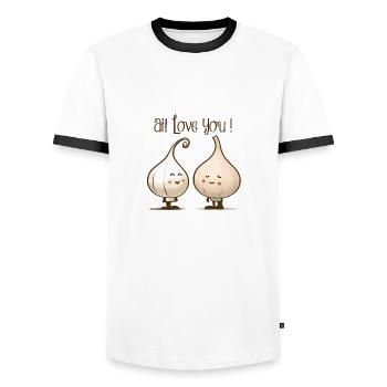 AIL LOVE YOU ! (cuisine, amour) - T-shirt contrasté Homme - blanc/noir - Devant - AI Model Female 172 light (172cm) & AI Model Male 178 dark (178cm)