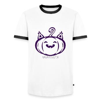 Kawaiioween - Men's Ringer Shirt - white/black - Front - AI Model Female 172 light (172cm) & AI Model Male 178 dark (178cm)