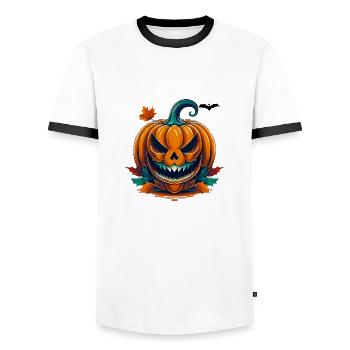 Wild, wütend, kämpferisch, kämpferisch, Halloween, Pumkin - Männer Kontrast-T-Shirt - Weiß/Schwarz - Vorne - AI Model Female 172 light (172cm) & AI Model Male 178 dark (178cm)