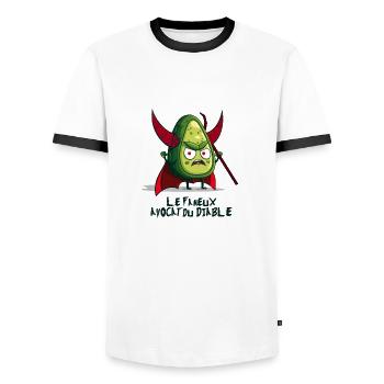 LE FAMEUX AVOCAT DU DIABLE ! (cuisine, justice) - T-shirt contrasté Homme - blanc/noir - Devant - AI Model Female 172 light (172cm) & AI Model Male 178 dark (178cm)