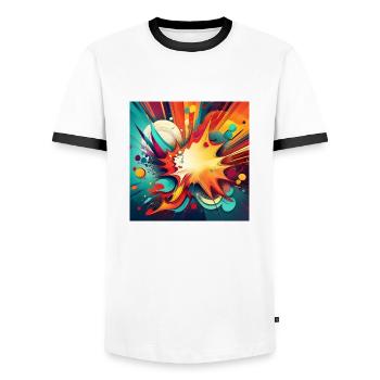 Abstract Colourful Splash with Explosive Design - Men's Ringer Shirt - white/black - Front - AI Model Female 172 light (172cm) & AI Model Male 178 dark (178cm)