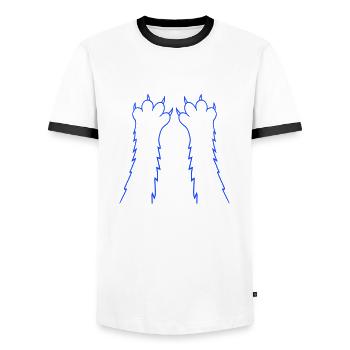 Cats, claws, paws, paws, sharp claws, scratching - Men's Ringer Shirt - white/black - Front - AI Model Female 172 light (172cm) & AI Model Male 178 dark (178cm)