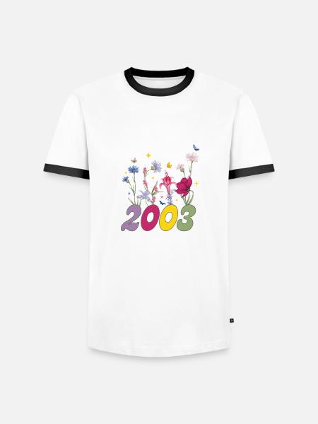 Year of birth 2003 wildflowers - Men's Ringer Shirt - white/black