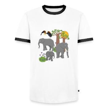 Afrique du Sud - T-shirt contrasté Homme - blanc/noir - Devant - AI Model Female 172 light (172cm) & AI Model Male 178 dark (178cm)