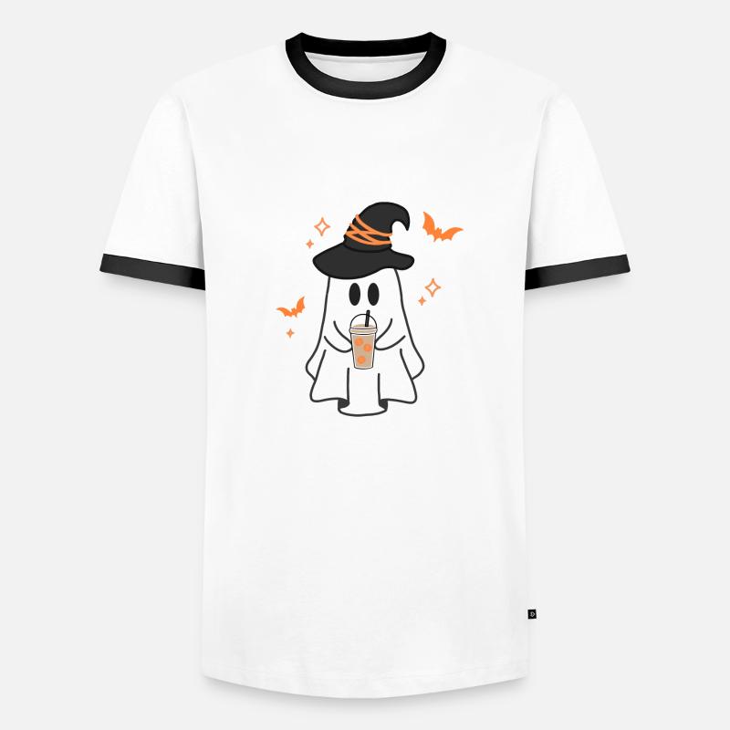 Pumpkin Latte Ghost - Männer Kontrast-T-Shirt - Weiß/Schwarz
