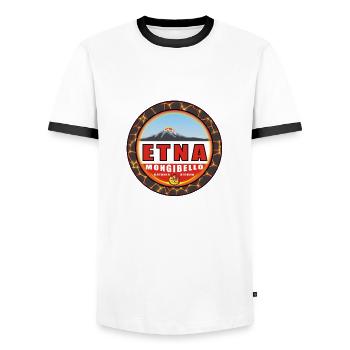 Etna Sicily Mongibello Catania - Men's Ringer Shirt - white/black - Front - AI Model Female 172 light (172cm) & AI Model Male 178 dark (178cm)