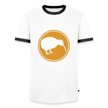 Kiwi - Neuseeland - New Zealand - Maori - Aotearoa - Männer Kontrast-T-Shirt - Weiß/Schwarz - Vorne - AI Model Female 172 light (172cm) & AI Model Male 178 dark (178cm)
