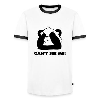 Panda Design "CAN ́T SEE ME" - Men's Ringer Shirt - white/black - Front - AI Model Female 172 light (172cm) & AI Model Male 178 dark (178cm)