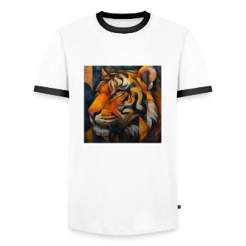 Tiger - Männer Kontrast-T-Shirt - Weiß/Schwarz - Vorne - AI Model Female 172 light (172cm) & AI Model Male 178 dark (178cm)