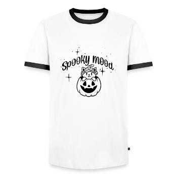 Spooky mood - T-shirt contrasté Homme - blanc/noir - Devant - AI Model Female 172 light (172cm) & AI Model Male 178 dark (178cm)
