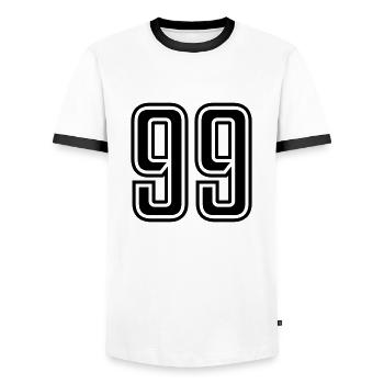 99 - Men's Ringer Shirt - white/black - Front - AI Model Female 172 light (172cm) & AI Model Male 178 dark (178cm)