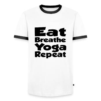 Yoga Méditation Spa Namaste - T-shirt contrasté Homme - blanc/noir - Devant - AI Model Female 172 light (172cm) & AI Model Male 178 dark (178cm)
