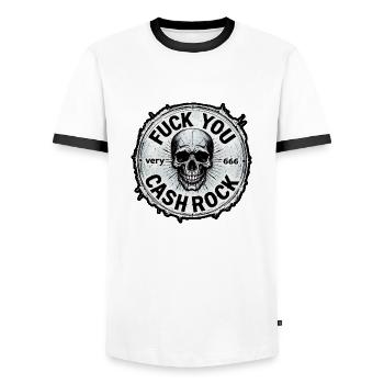 Cashrock 666 Fuck You - Männer Kontrast-T-Shirt - Weiß/Schwarz - Vorne - AI Model Female 172 light (172cm) & AI Model Male 178 dark (178cm)