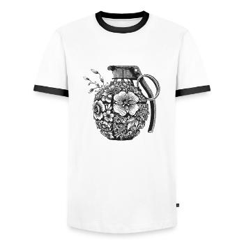 Blumen Granate - Männer Kontrast-T-Shirt - Weiß/Schwarz - Vorne - AI Model Female 172 light (172cm) & AI Model Male 178 dark (178cm)