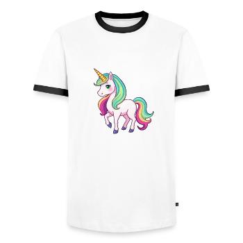 Mystical Rainbow Unicorn Horse Fantasy - Men's Ringer Shirt - white/black - Front - AI Model Female 172 light (172cm) & AI Model Male 178 dark (178cm)
