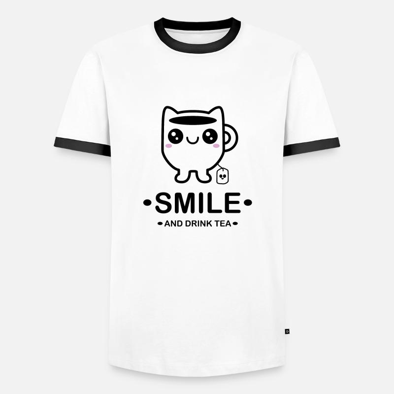Design "Simple Smirk" - Männer Kontrast-T-Shirt - Weiß/Schwarz