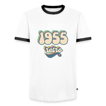 1955 Retro Geschenkidee - Männer Kontrast-T-Shirt - Weiß/Schwarz - Vorne - AI Model Female 172 light (172cm) & AI Model Male 178 dark (178cm)
