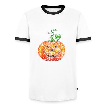 Pumpkin - Men's Ringer Shirt - white/black - Front - AI Model Female 172 light (172cm) & AI Model Male 178 dark (178cm)