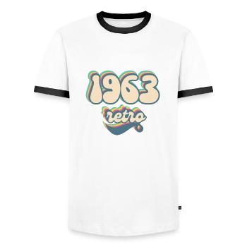 1963 Retro Geschenkidee - Männer Kontrast-T-Shirt - Weiß/Schwarz - Vorne - AI Model Female 172 light (172cm) & AI Model Male 178 dark (178cm)