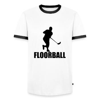 Floorball Ballsport Innebandy Unihockey - T-shirt contrasté Homme - blanc/noir - Devant - AI Model Female 172 light (172cm) & AI Model Male 178 dark (178cm)