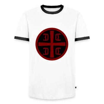 Serbian Cross - Men's Ringer Shirt - white/black - Front - AI Model Female 172 light (172cm) & AI Model Male 178 dark (178cm)