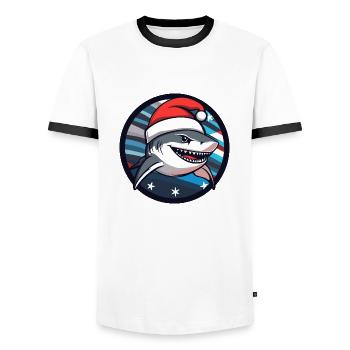Requin Noël Animal - T-shirt contrasté Homme - blanc/noir - Devant - AI Model Female 172 light (172cm) & AI Model Male 178 dark (178cm)