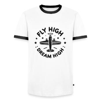 Voler haut, rêver haut - T-shirt contrasté Homme - blanc/noir - Devant - AI Model Female 172 light (172cm) & AI Model Male 178 dark (178cm)