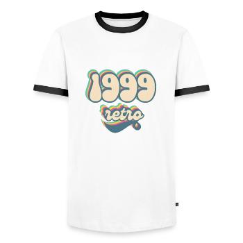 1999 Retro Geschenkidee - Männer Kontrast-T-Shirt - Weiß/Schwarz - Vorne - AI Model Female 172 light (172cm) & AI Model Male 178 dark (178cm)