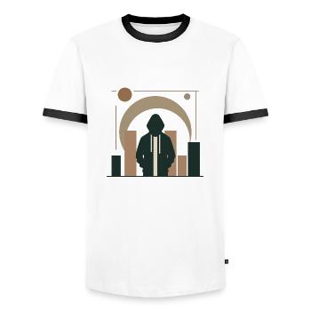 Design "Soul of the Pavement" - Men's Ringer Shirt - white/black - Front - AI Model Female 172 light (172cm) & AI Model Male 178 dark (178cm)