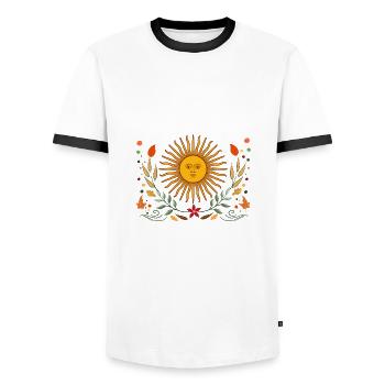 Reborn, Reveal, Achieve- Year's Resolution - Men's Ringer Shirt - white/black - Front - AI Model Female 172 light (172cm) & AI Model Male 178 dark (178cm)