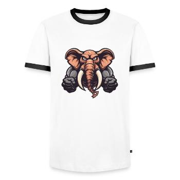 Elephant Animal Comic - Men's Ringer Shirt - white/black - Front - AI Model Female 172 light (172cm) & AI Model Male 178 dark (178cm)