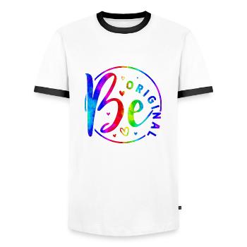 Be original vector design symbol retro quote label - Men's Ringer Shirt - white/black - Front - AI Model Female 172 light (172cm) & AI Model Male 178 dark (178cm)