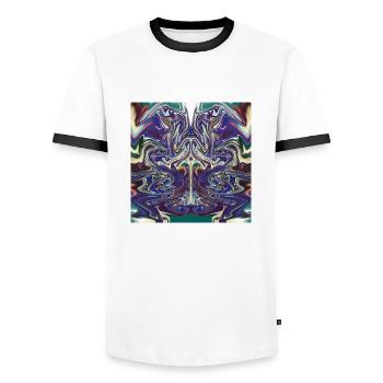 Abstrakte mit ein Stier Muster - Männer Kontrast-T-Shirt - Weiß/Schwarz - Vorne - AI Model Female 172 light (172cm) & AI Model Male 178 dark (178cm)