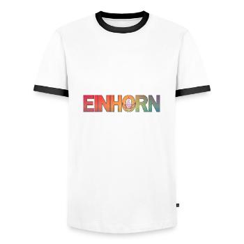 Regenbogen-Einhorn-Magie - Männer Kontrast-T-Shirt - Weiß/Schwarz - Vorne - AI Model Female 172 light (172cm) & AI Model Male 178 dark (178cm)