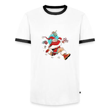 Läufer Weihnachtsmann - Männer Kontrast-T-Shirt - Weiß/Schwarz - Vorne - AI Model Female 172 light (172cm) & AI Model Male 178 dark (178cm)