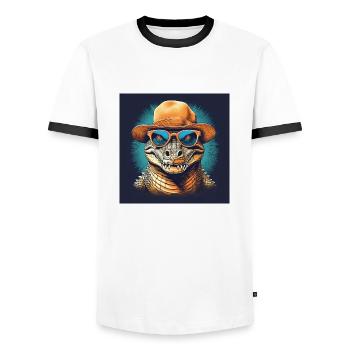 See you later Alligator - Men's Ringer Shirt - white/black - Front - AI Model Female 172 light (172cm) & AI Model Male 178 dark (178cm)