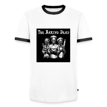 Plakat The Baking Dead 01 - Männer Kontrast-T-Shirt - Weiß/Schwarz - Vorne - AI Model Female 172 light (172cm) & AI Model Male 178 dark (178cm)