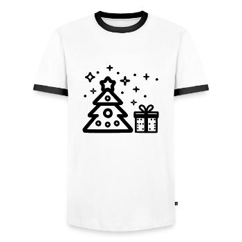 Klassischer Weihnachtsbaum - Männer Kontrast-T-Shirt - Weiß/Schwarz - Vorne - AI Model Female 172 light (172cm) & AI Model Male 178 dark (178cm)