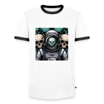 Psychedelischer Raum - Männer Kontrast-T-Shirt - Weiß/Schwarz - Vorne - AI Model Female 172 light (172cm) & AI Model Male 178 dark (178cm)