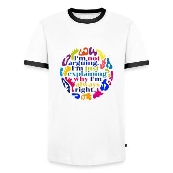 I'm not arguing - Männer Kontrast-T-Shirt - Weiß/Schwarz - Vorne - AI Model Female 172 light (172cm) & AI Model Male 178 dark (178cm)