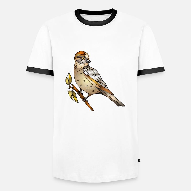 Bunter Vogel - Männer Kontrast-T-Shirt - Weiß/Schwarz