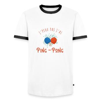 I can't I Have Ping Pong - Geschenkidee - Männer Kontrast-T-Shirt - Weiß/Schwarz - Vorne - AI Model Female 172 light (172cm) & AI Model Male 178 dark (178cm)