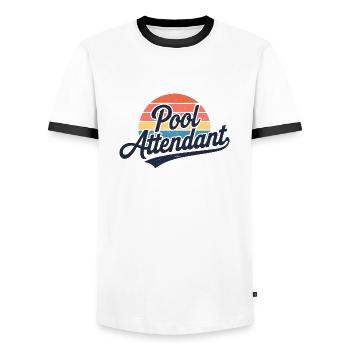 Humor am Pool - Männer Kontrast-T-Shirt - Weiß/Schwarz - Vorne - AI Model Female 172 light (172cm) & AI Model Male 178 dark (178cm)