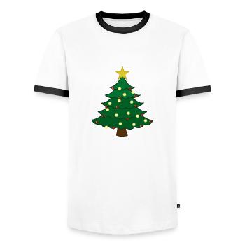 Happy Christmas tree - Men's Ringer Shirt - white/black - Front - AI Model Female 172 light (172cm) & AI Model Male 178 dark (178cm)
