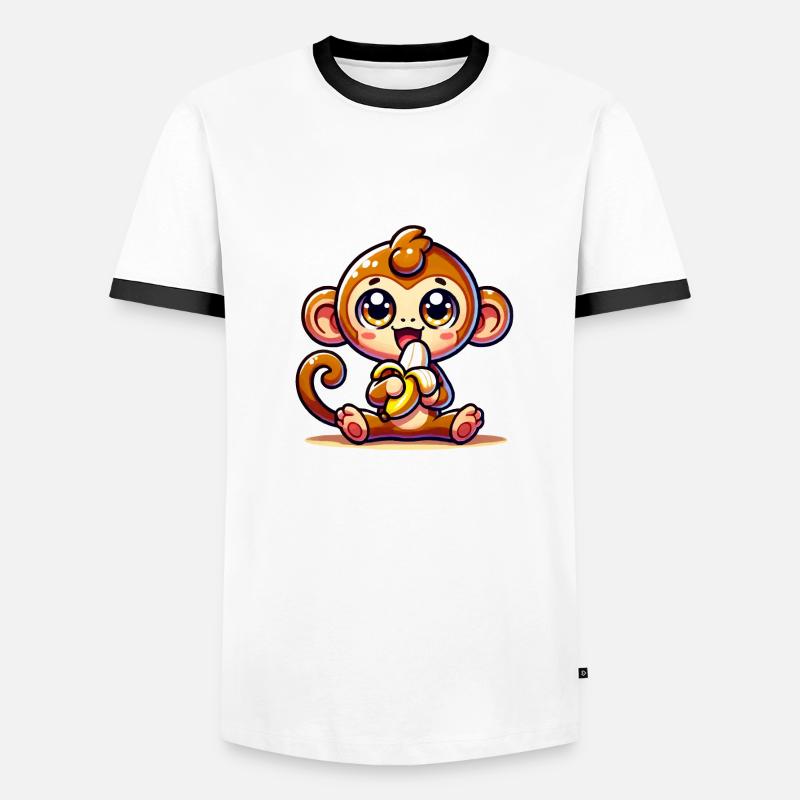 Affe Comic - Männer Kontrast-T-Shirt - Weiß/Schwarz