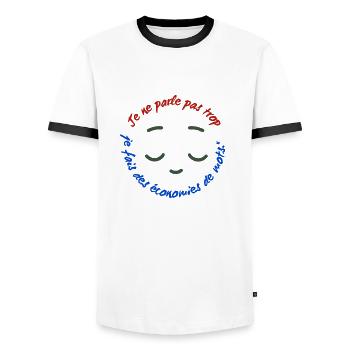 Je ne parle pas trop - T-shirt contrasté Homme - blanc/noir - Devant - AI Model Female 172 light (172cm) & AI Model Male 178 dark (178cm)