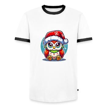 Eule Weihnachten - Männer Kontrast-T-Shirt - Weiß/Schwarz - Vorne - AI Model Female 172 light (172cm) & AI Model Male 178 dark (178cm)