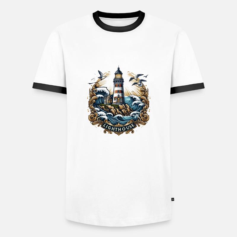 Lighthouse Logo - Men's Ringer Shirt - white/black