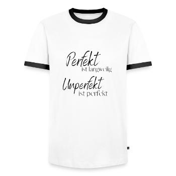 Perfekt sein - Männer Kontrast-T-Shirt - Weiß/Schwarz - Vorne - AI Model Female 172 light (172cm) & AI Model Male 178 dark (178cm)